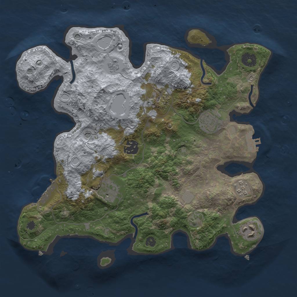 Rust Map: Procedural Map, Size: 3000, Seed: 12117, 13 Monuments