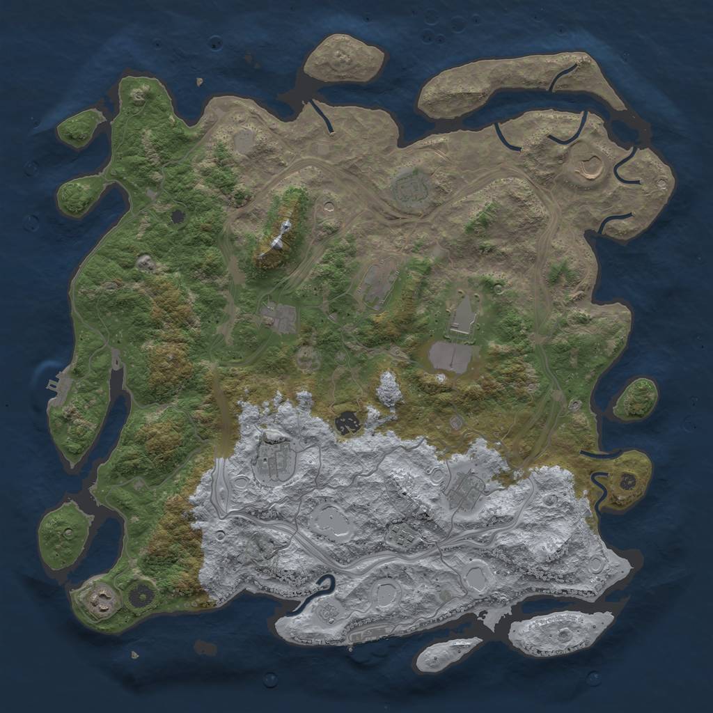 Rust Map: Procedural Map, Size: 4500, Seed: 42215, 17 Monuments