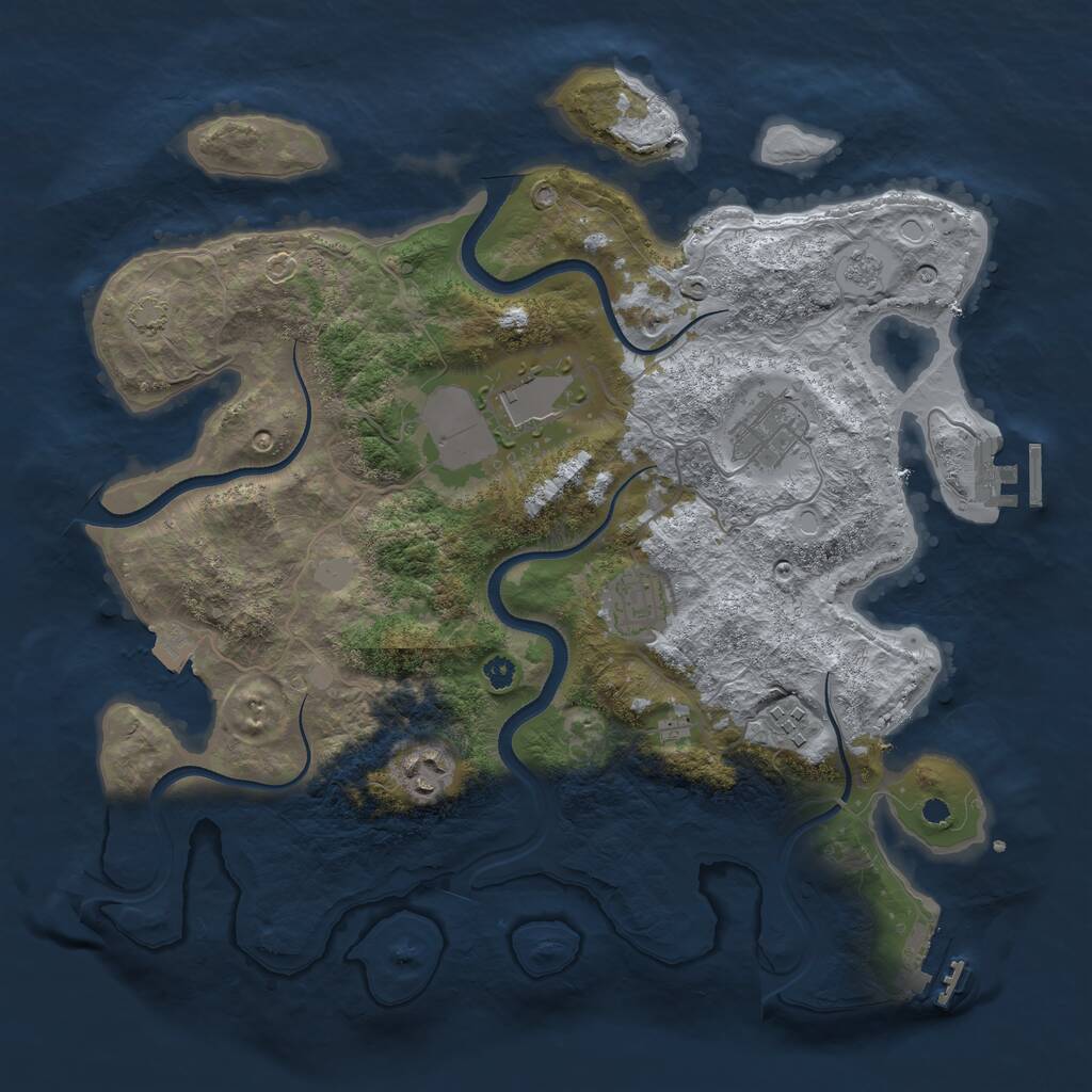 Rust Map: Procedural Map, Size: 3500, Seed: 1617151290, 10 Monuments