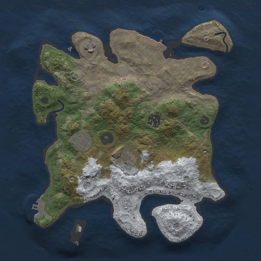 Rust Map: Procedural Map, Size: 3000, Seed: 38929254, 13 Monuments
