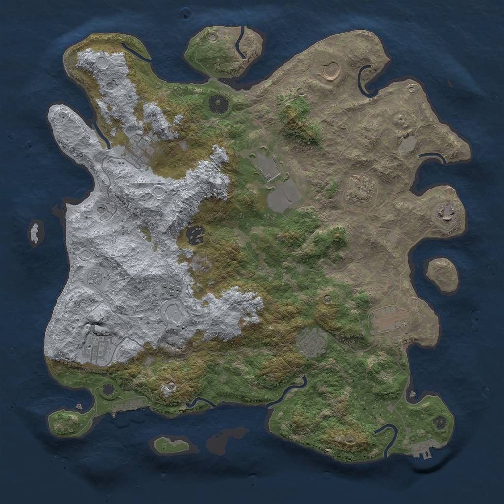 Rust Map: Procedural Map, Size: 3923, Seed: 1988, 19 Monuments