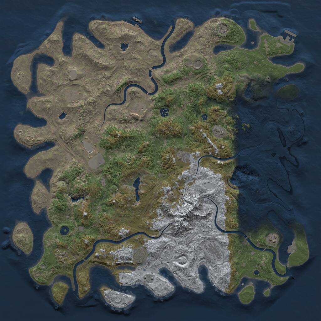 Rust Map: Procedural Map, Size: 5200, Seed: 437640, 17 Monuments