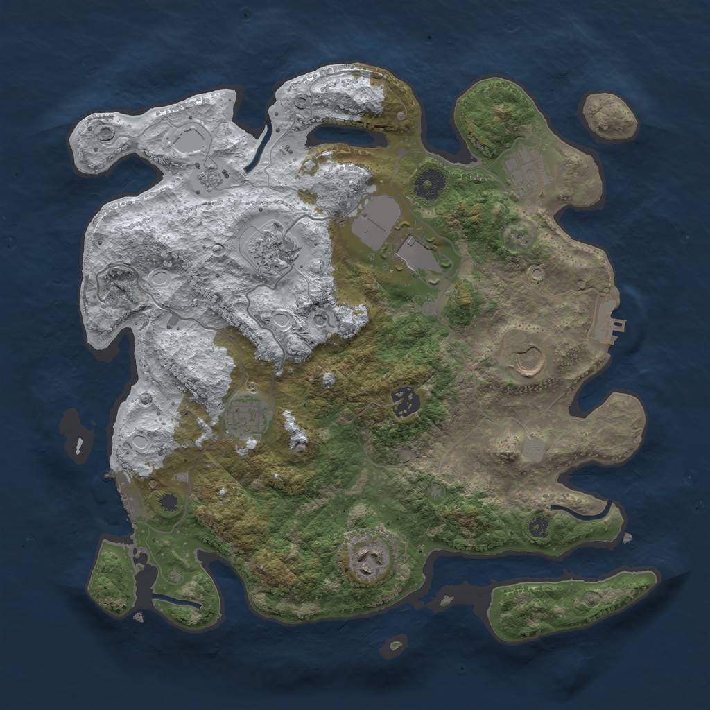 Rust Map: Procedural Map, Size: 3500, Seed: 199320187, 16 Monuments