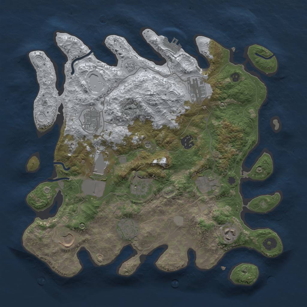 Rust Map: Procedural Map, Size: 3500, Seed: 34251, 17 Monuments