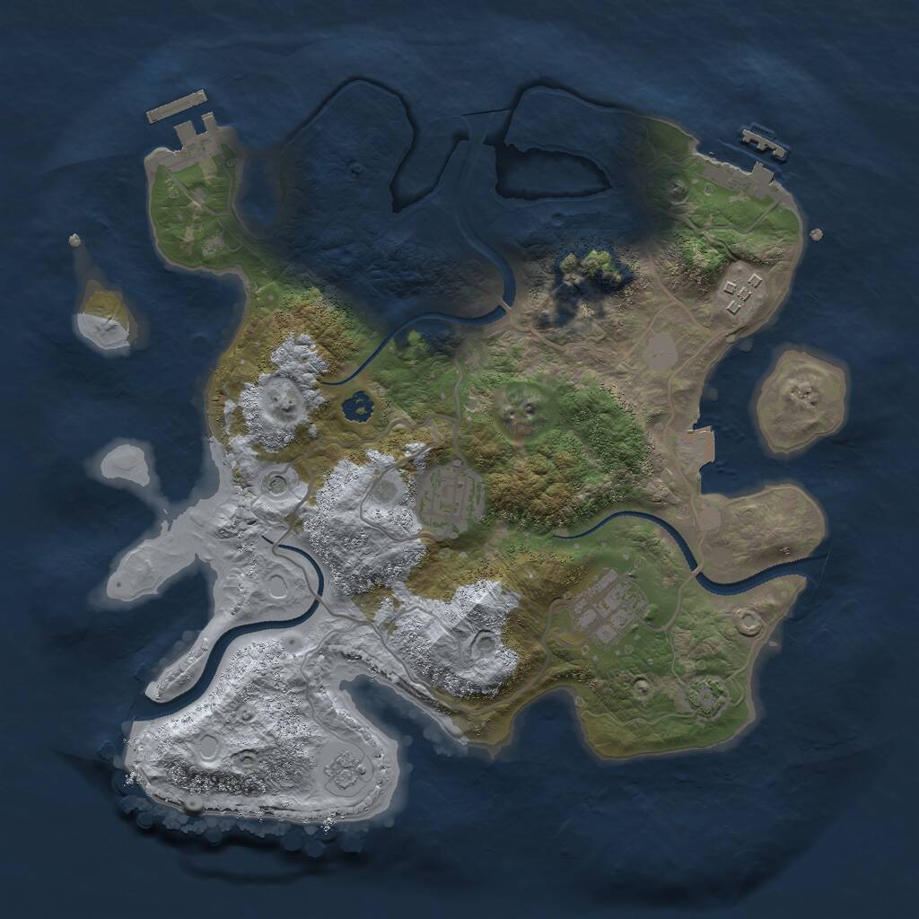 Rust Map: Procedural Map, Size: 3000, Seed: 1723057776, 9 Monuments