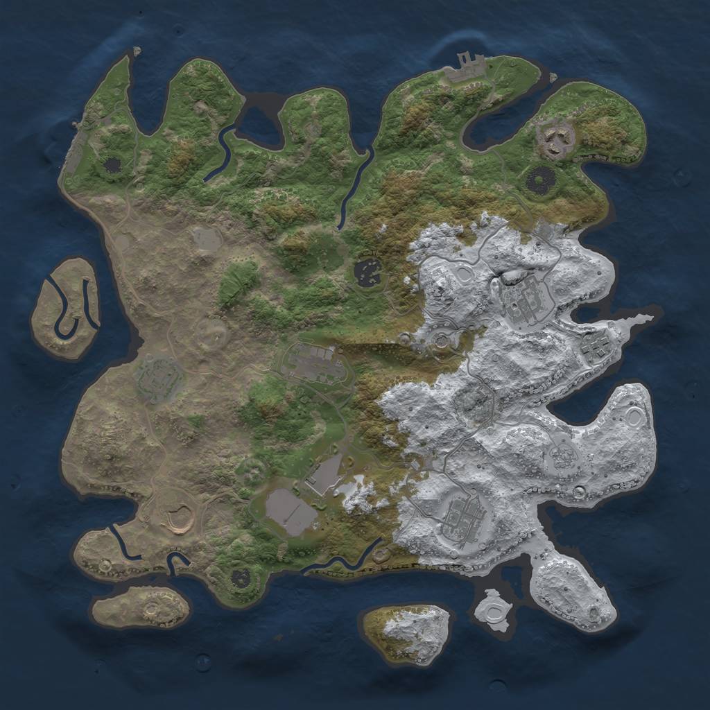Rust Map: Procedural Map, Size: 3700, Seed: 1412567695, 18 Monuments