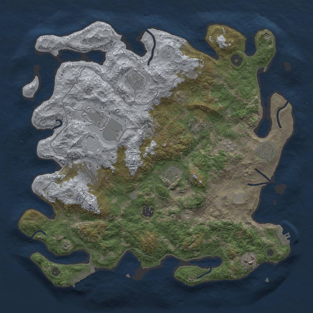 Rust Map: Procedural Map, Size: 4000, Seed: 2081000575, 18 Monuments