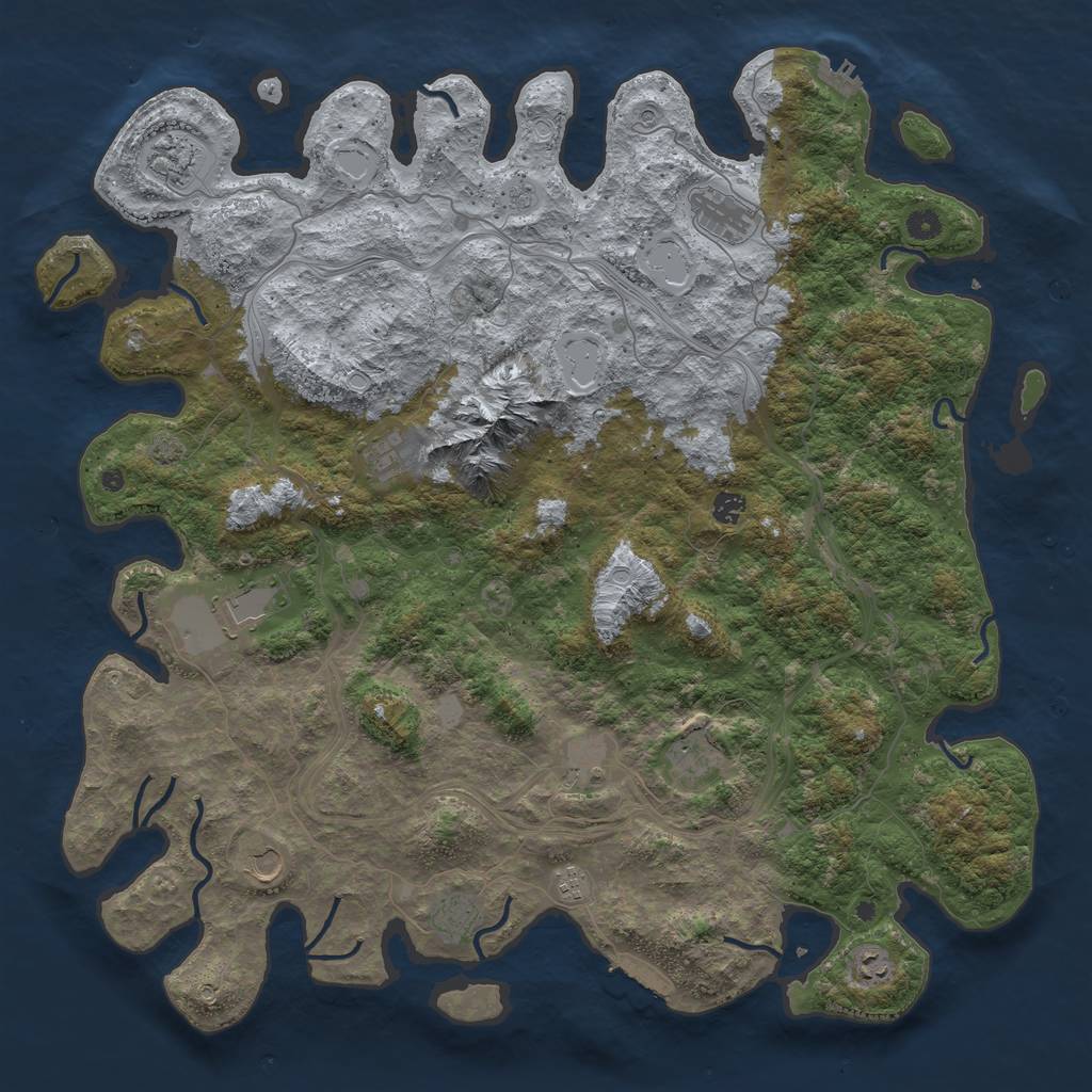 Rust Map: Procedural Map, Size: 5000, Seed: 721202219, 19 Monuments