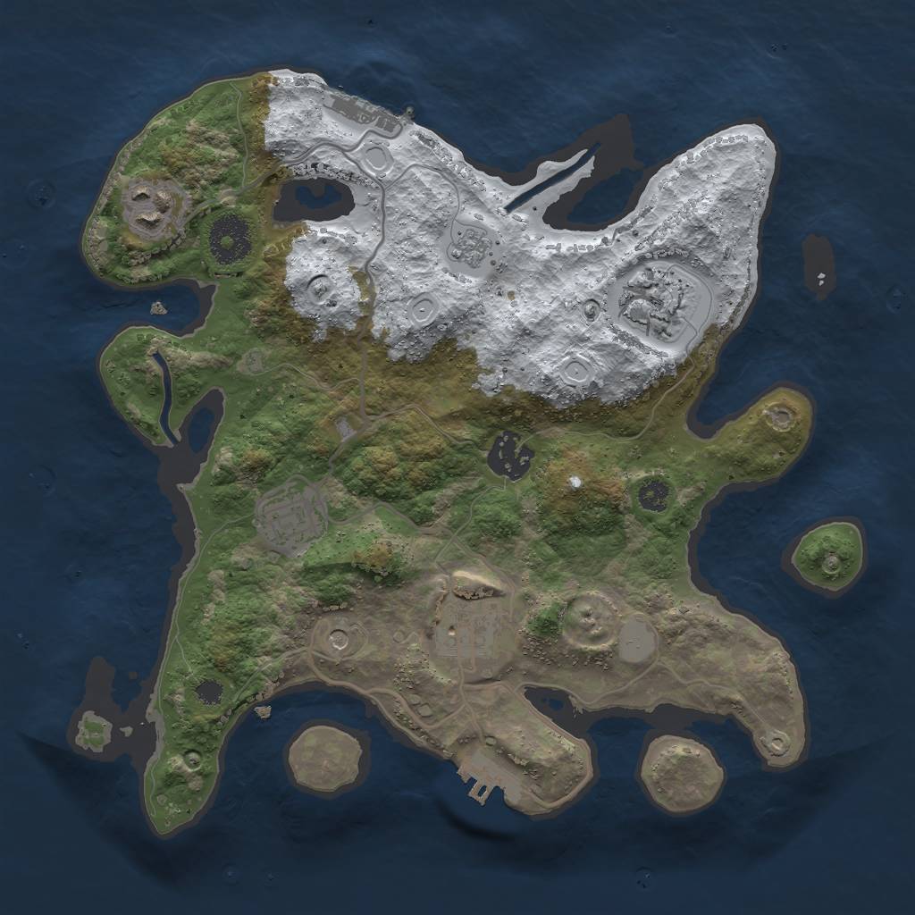 Rust Map: Procedural Map, Size: 3000, Seed: 77778888, 14 Monuments