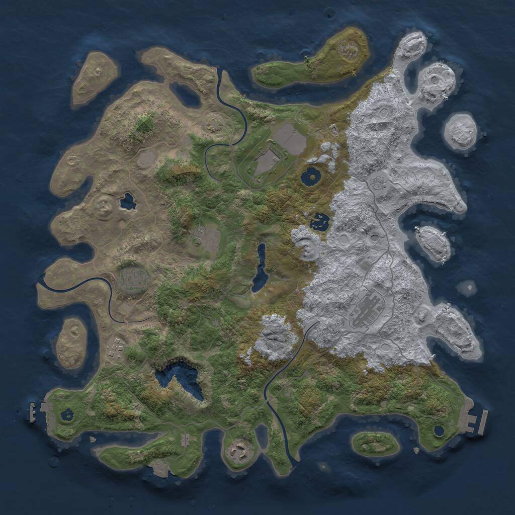 Rust Map: Procedural Map, Size: 4098, Seed: 4000317, 13 Monuments