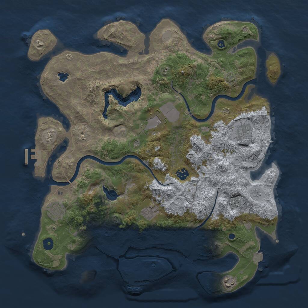 Rust Map: Procedural Map, Size: 4000, Seed: 8418, 13 Monuments
