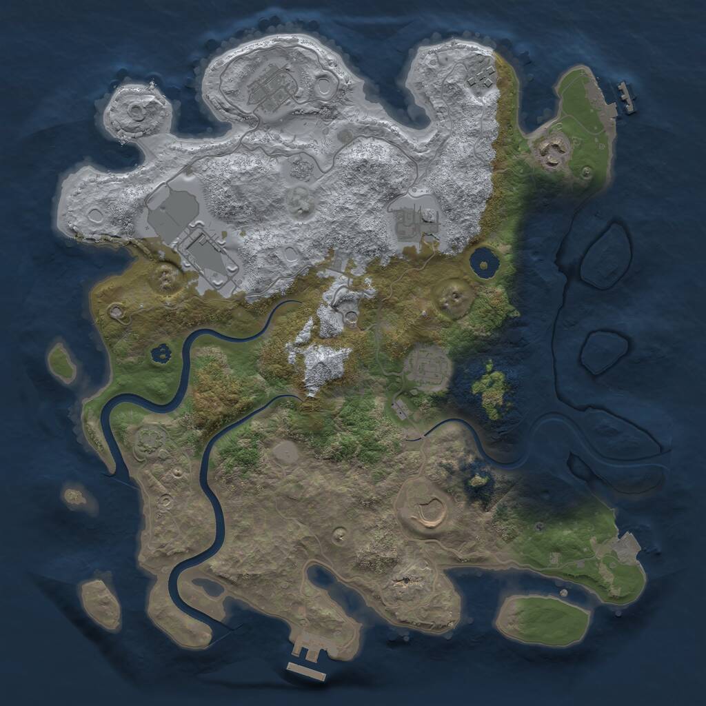 Rust Map: Procedural Map, Size: 3600, Seed: 135317007, 13 Monuments