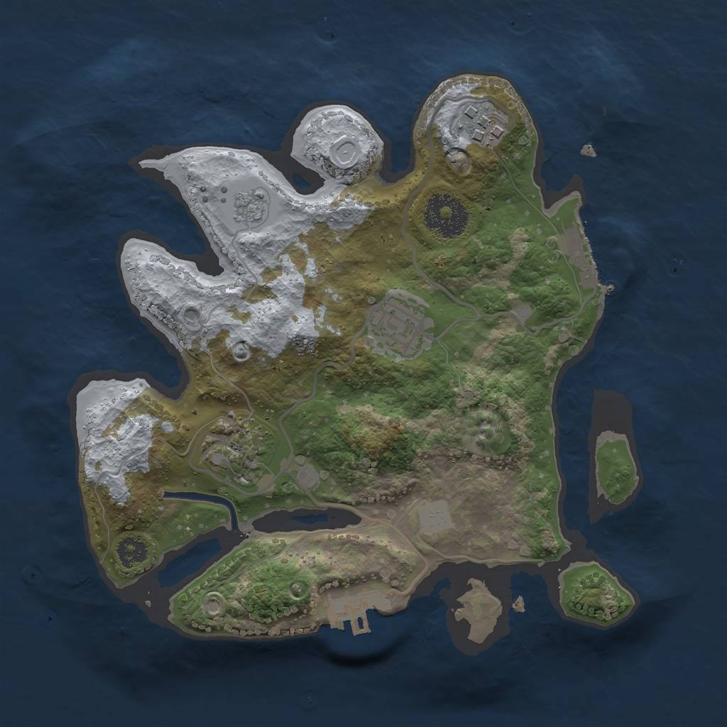 Rust Map: Procedural Map, Size: 2500, Seed: 761266533, 11 Monuments