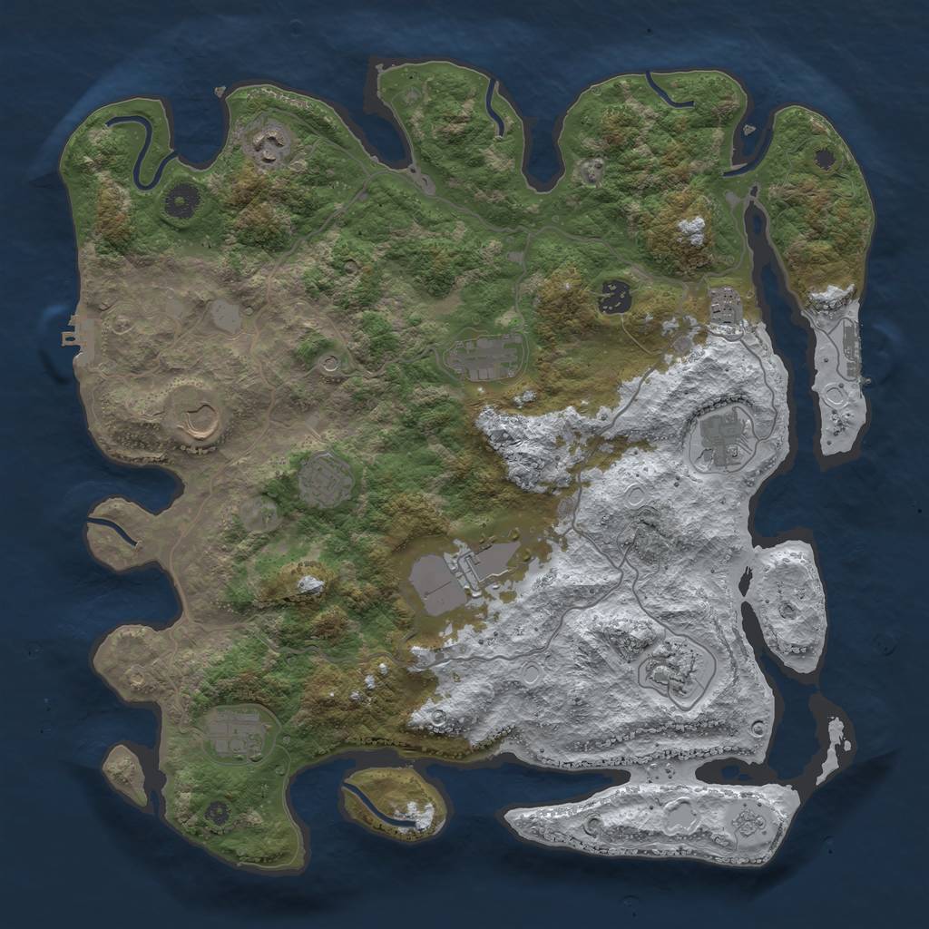 Rust Map: Procedural Map, Size: 4000, Seed: 153788, 19 Monuments