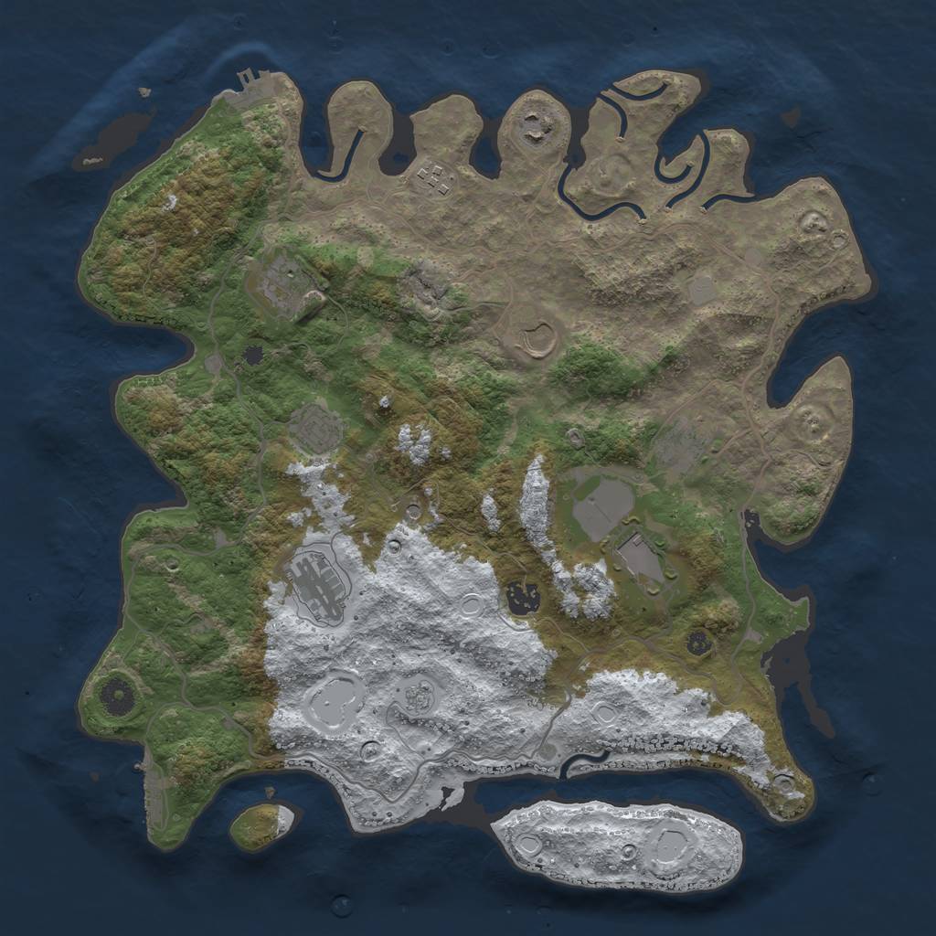 Rust Map: Procedural Map, Size: 4000, Seed: 4624, 18 Monuments