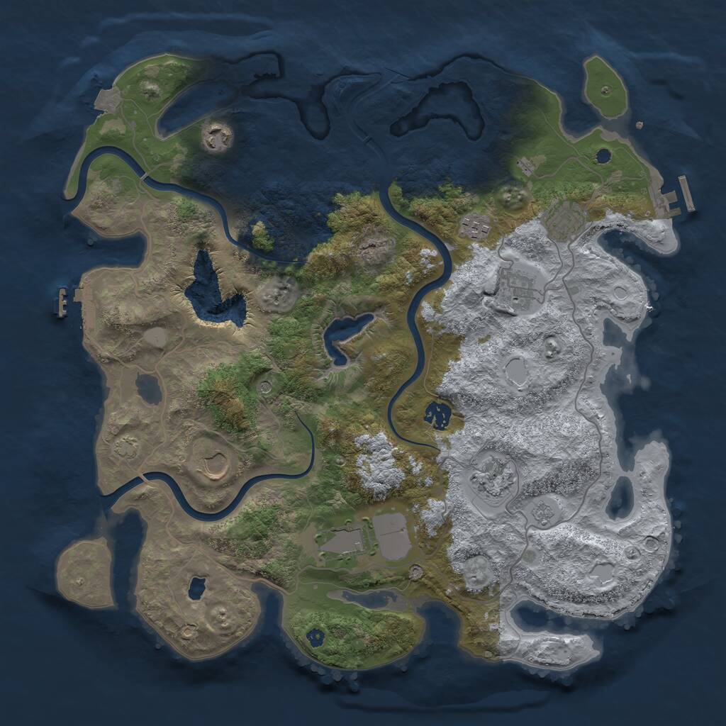 Rust Map: Procedural Map, Size: 4000, Seed: 6150, 14 Monuments