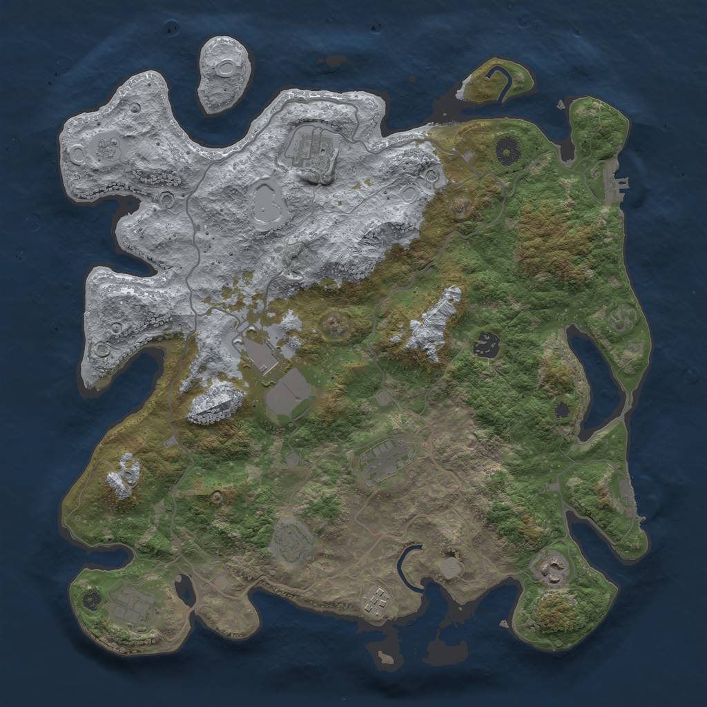 Rust Map: Procedural Map, Size: 4000, Seed: 30317, 17 Monuments