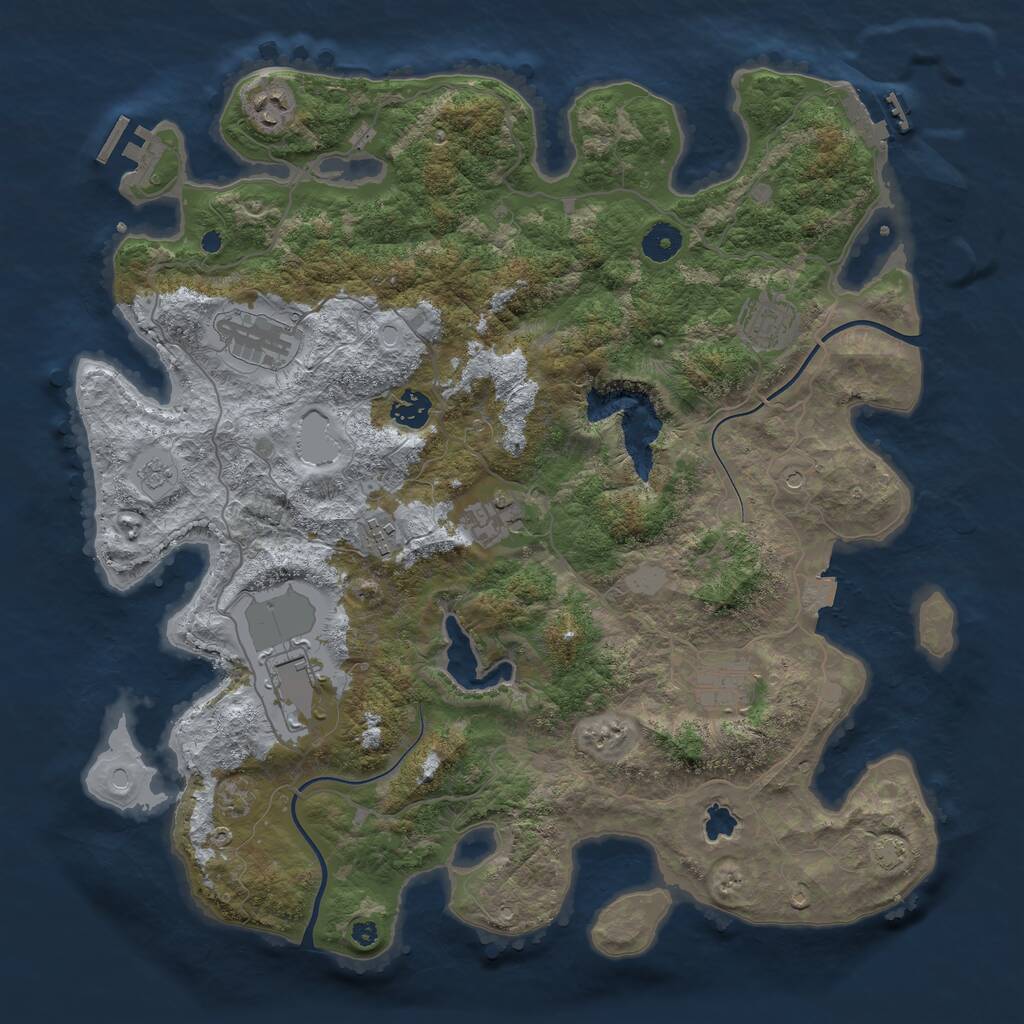 Rust Map: Procedural Map, Size: 4000, Seed: 1232594735, 14 Monuments