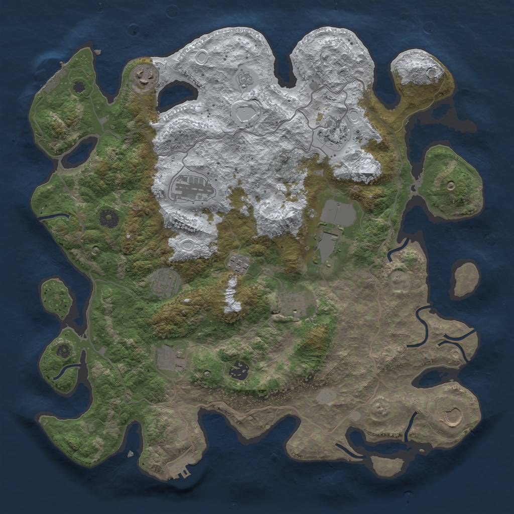 Rust Map: Procedural Map, Size: 4000, Seed: 965587, 18 Monuments