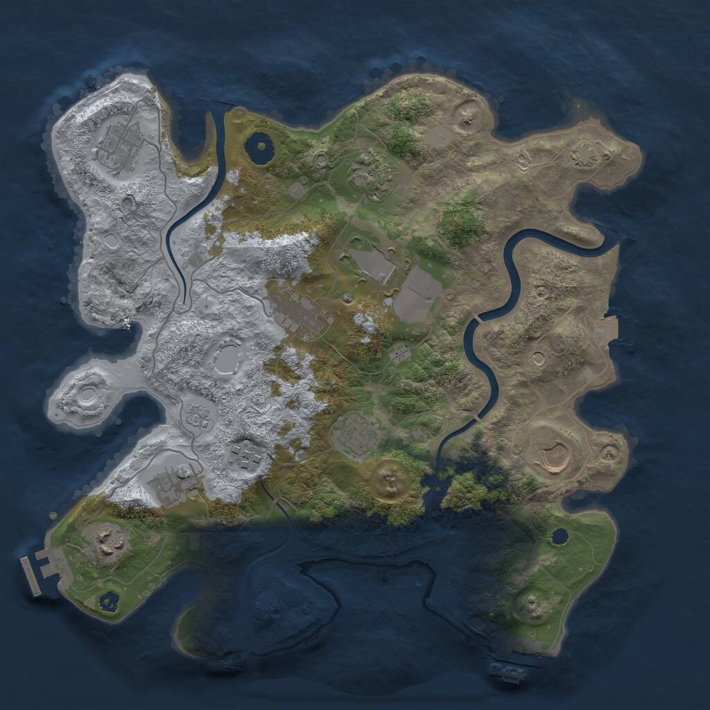 Rust Map: Procedural Map, Size: 3500, Seed: 946776395, 15 Monuments