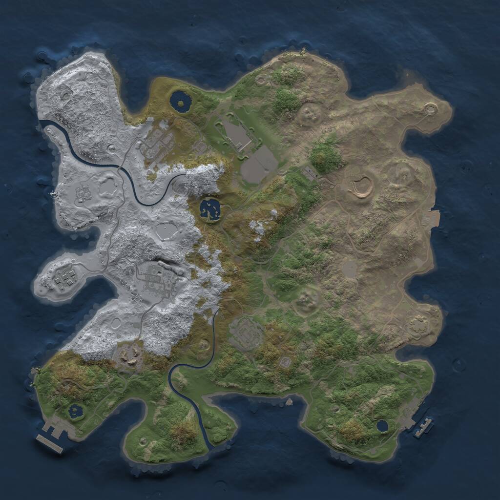 Rust Map: Procedural Map, Size: 3500, Seed: 946776395, 13 Monuments