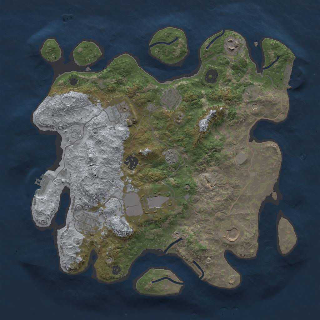 Rust Map: Procedural Map, Size: 3500, Seed: 1290249210, 17 Monuments