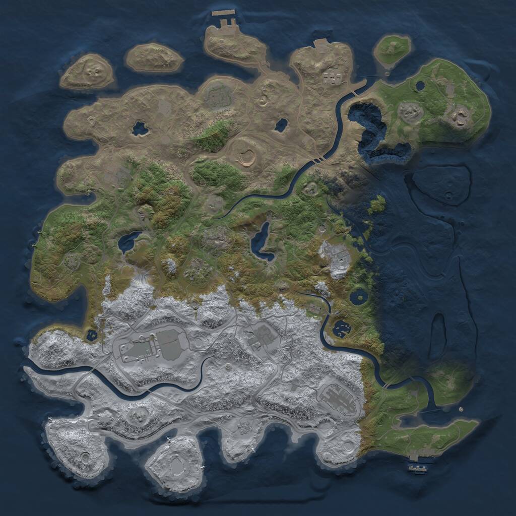 Rust Map: Procedural Map, Size: 4500, Seed: 1319110874, 17 Monuments
