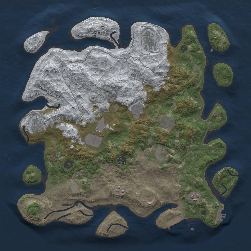 Rust Map: Procedural Map, Size: 4000, Seed: 11110192, 19 Monuments