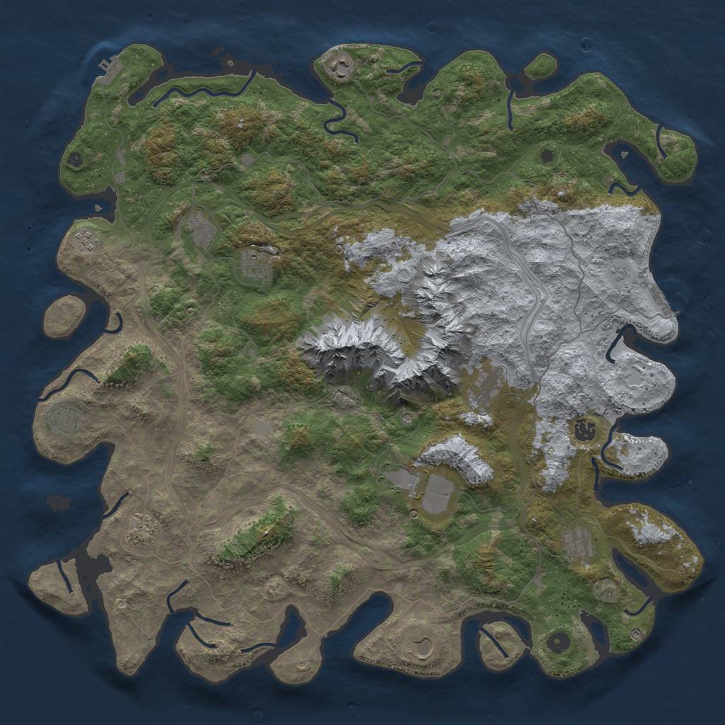 Rust Map: Procedural Map, Size: 5000, Seed: 881049125, 20 Monuments