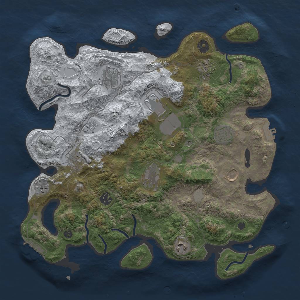 Rust Map: Procedural Map, Size: 3669, Seed: 326193, 19 Monuments
