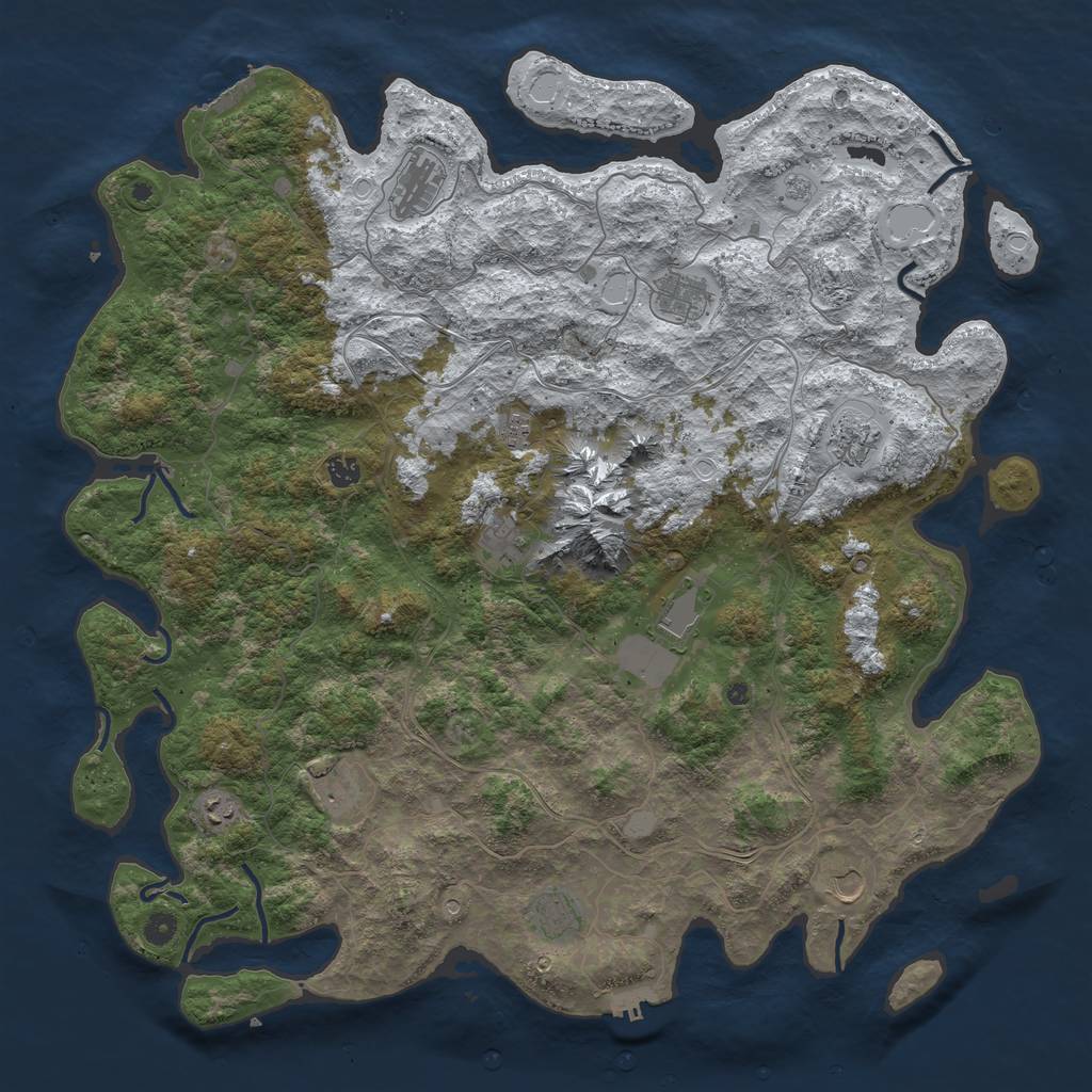 Rust Map: Procedural Map, Size: 5000, Seed: 342986994, 20 Monuments