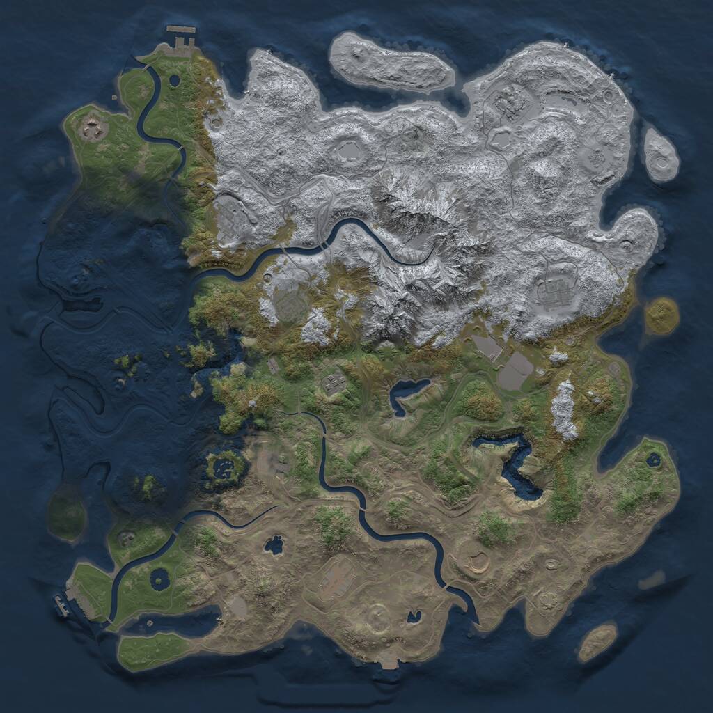 Rust Map: Procedural Map, Size: 5000, Seed: 342986994, 17 Monuments