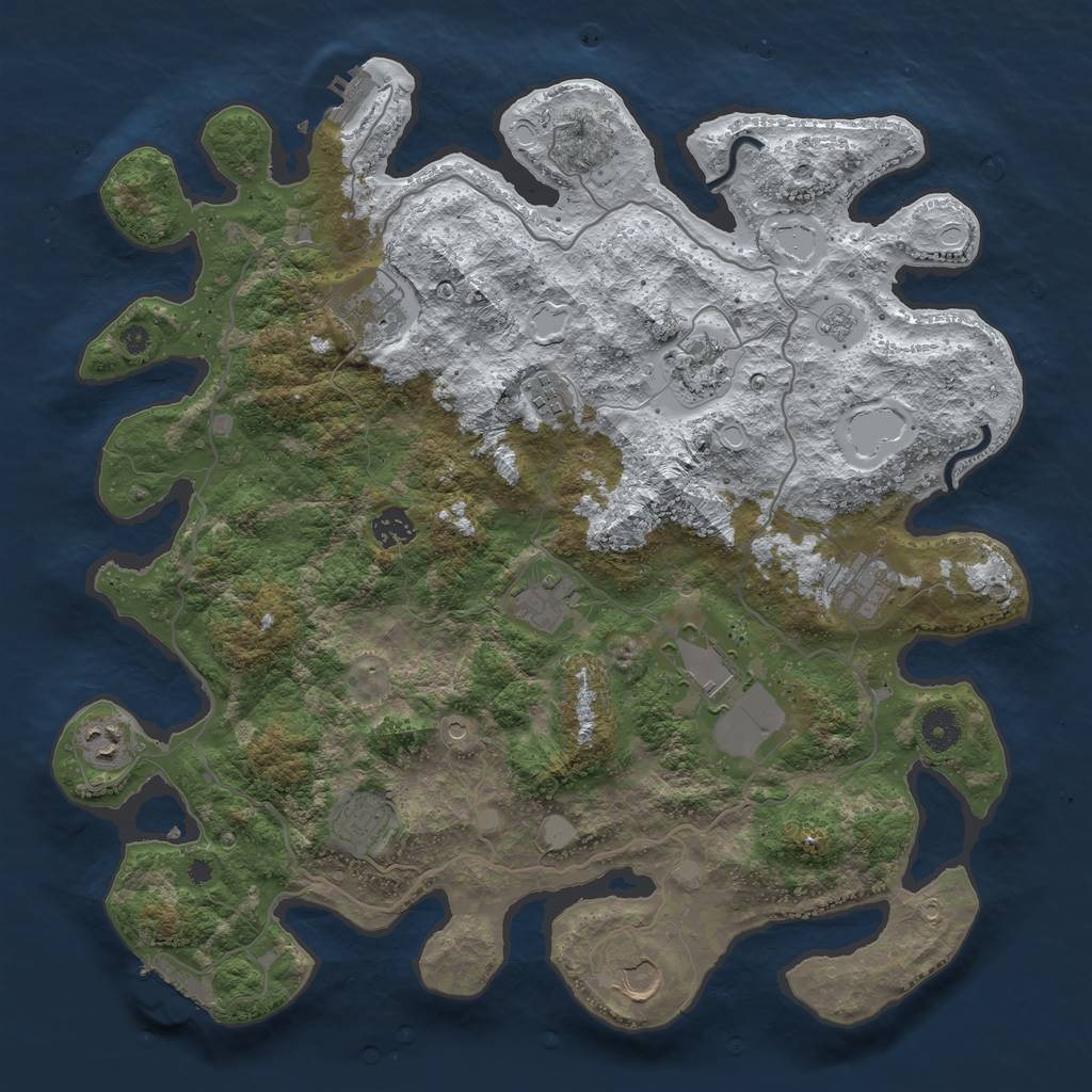 Rust Map: Procedural Map, Size: 4000, Seed: 215401845, 19 Monuments