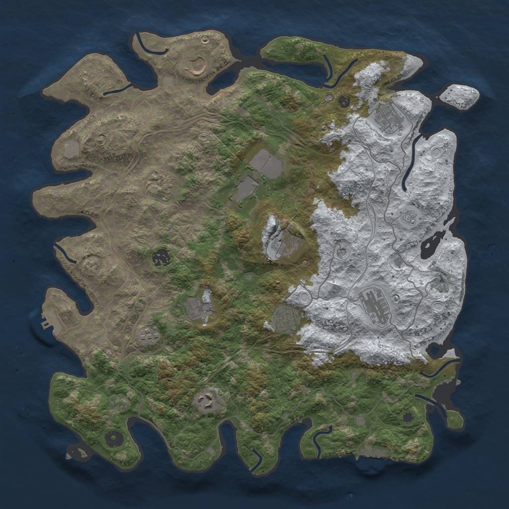 Rust Map: Procedural Map, Size: 4250, Seed: 1343653221, 20 Monuments
