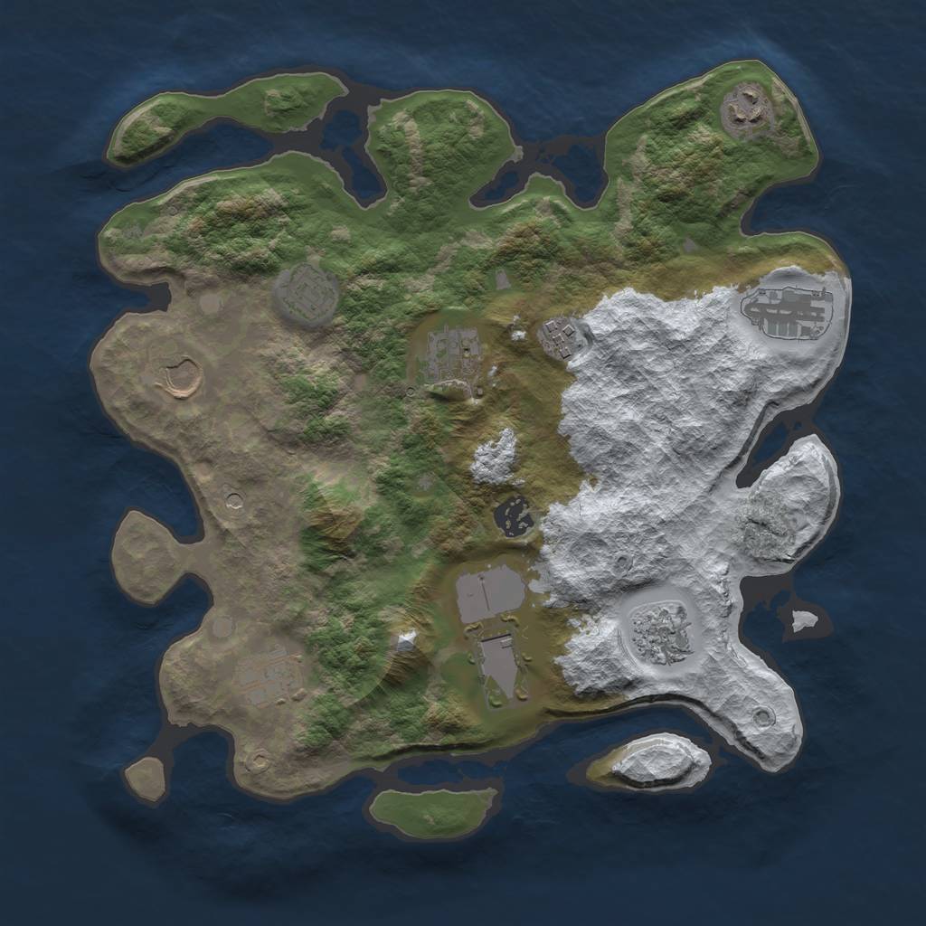 Rust Map: Barren, Size: 3500, Seed: 493134715, 13 Monuments