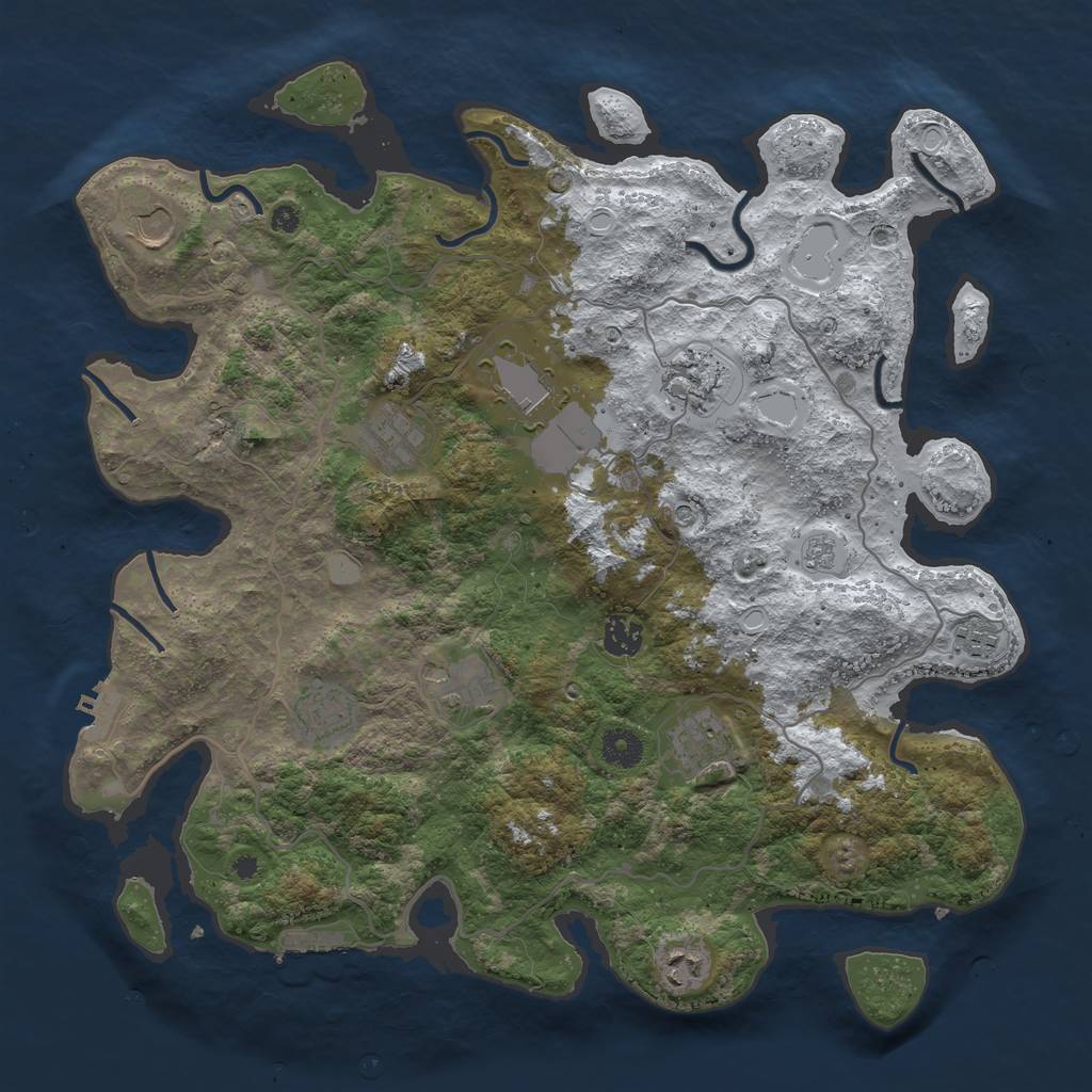Rust Map: Procedural Map, Size: 4000, Seed: 1049639893, 19 Monuments