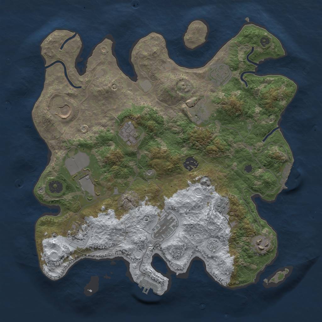 Rust Map: Procedural Map, Size: 3500, Seed: 1779166013, 19 Monuments