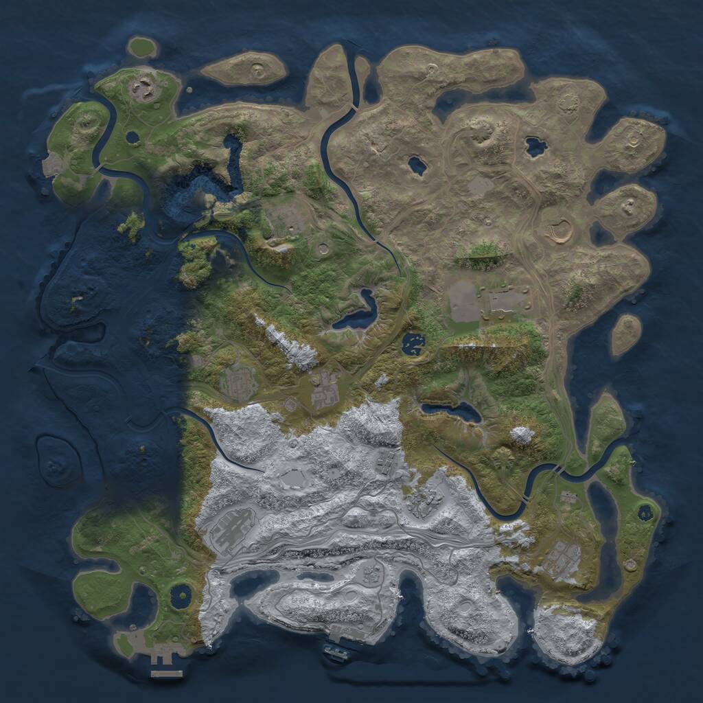 Rust Map: Procedural Map, Size: 4500, Seed: 7440, 17 Monuments