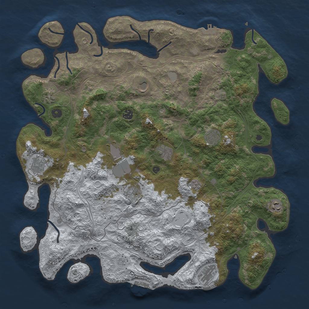 Rust Map: Procedural Map, Size: 4500, Seed: 406125735, 20 Monuments