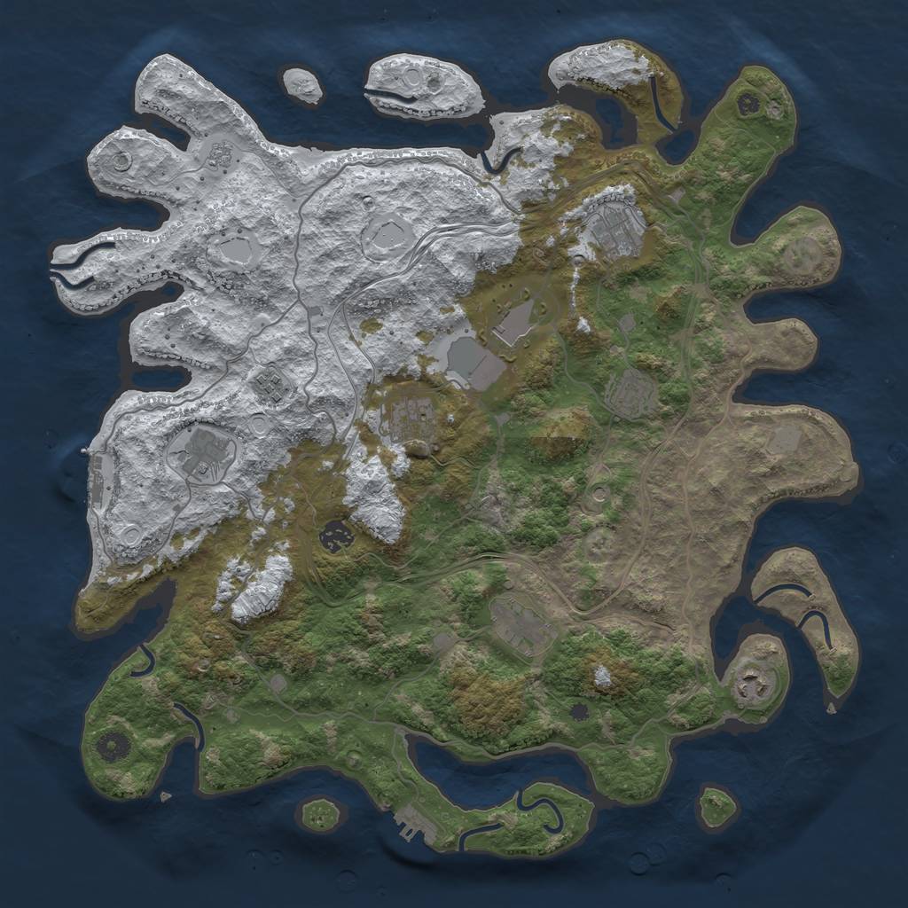Rust Map: Procedural Map, Size: 4250, Seed: 668086416, 18 Monuments