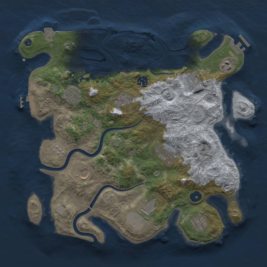 Rust Map: Procedural Map, Size: 3650, Seed: 1675695165, 16 Monuments