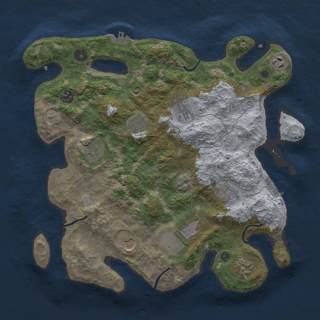 Rust Map: Procedural Map, Size: 3650, Seed: 1675695165, 18 Monuments