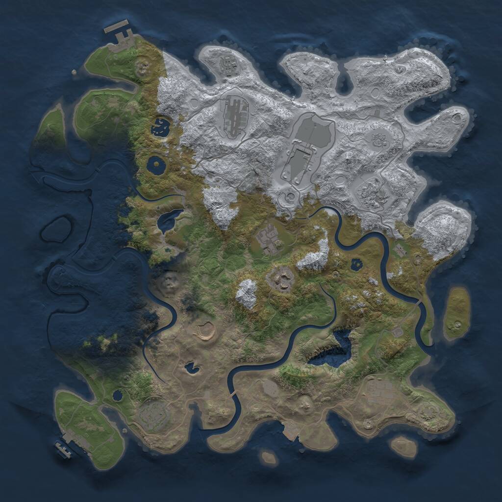 Rust Map: Procedural Map, Size: 4000, Seed: 278343, 16 Monuments
