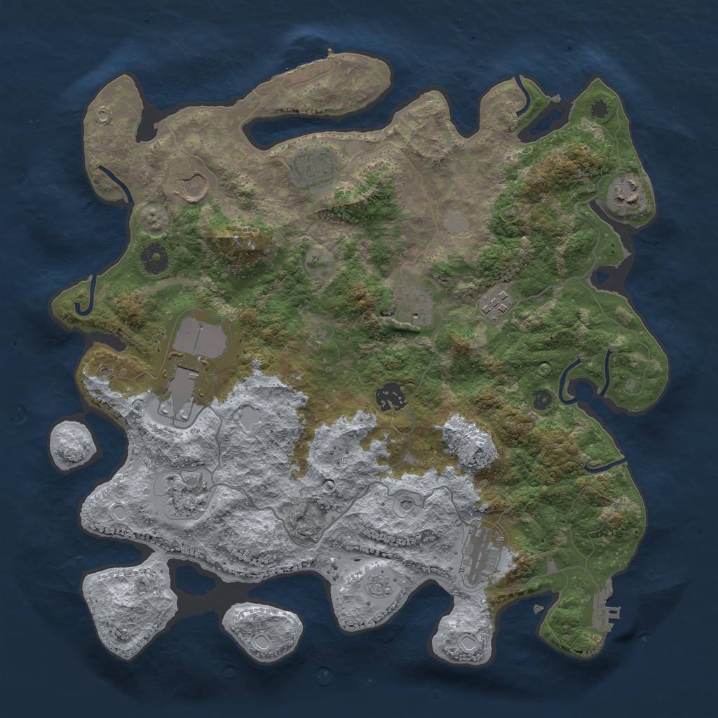 Rust Map: Procedural Map, Size: 3700, Seed: 612455213, 18 Monuments