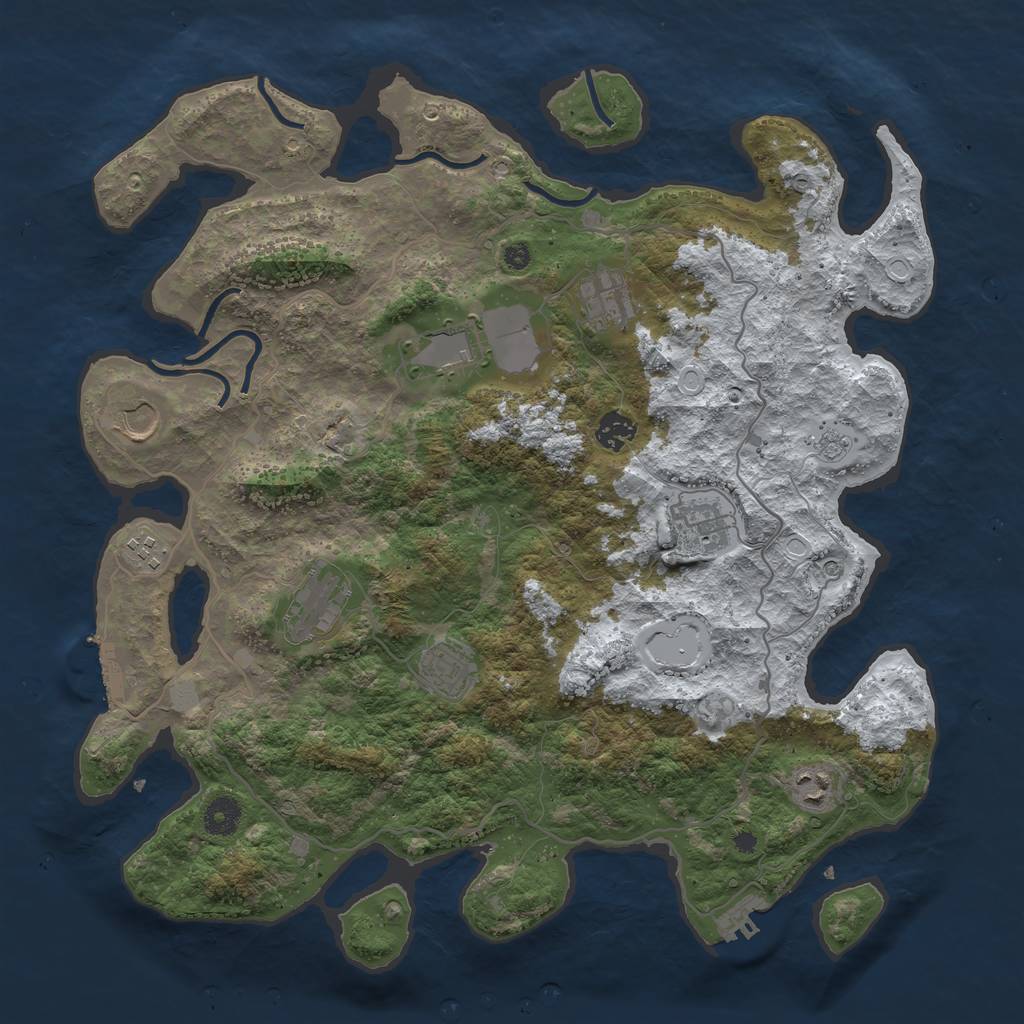 Rust Map: Procedural Map, Size: 4000, Seed: 45623, 18 Monuments