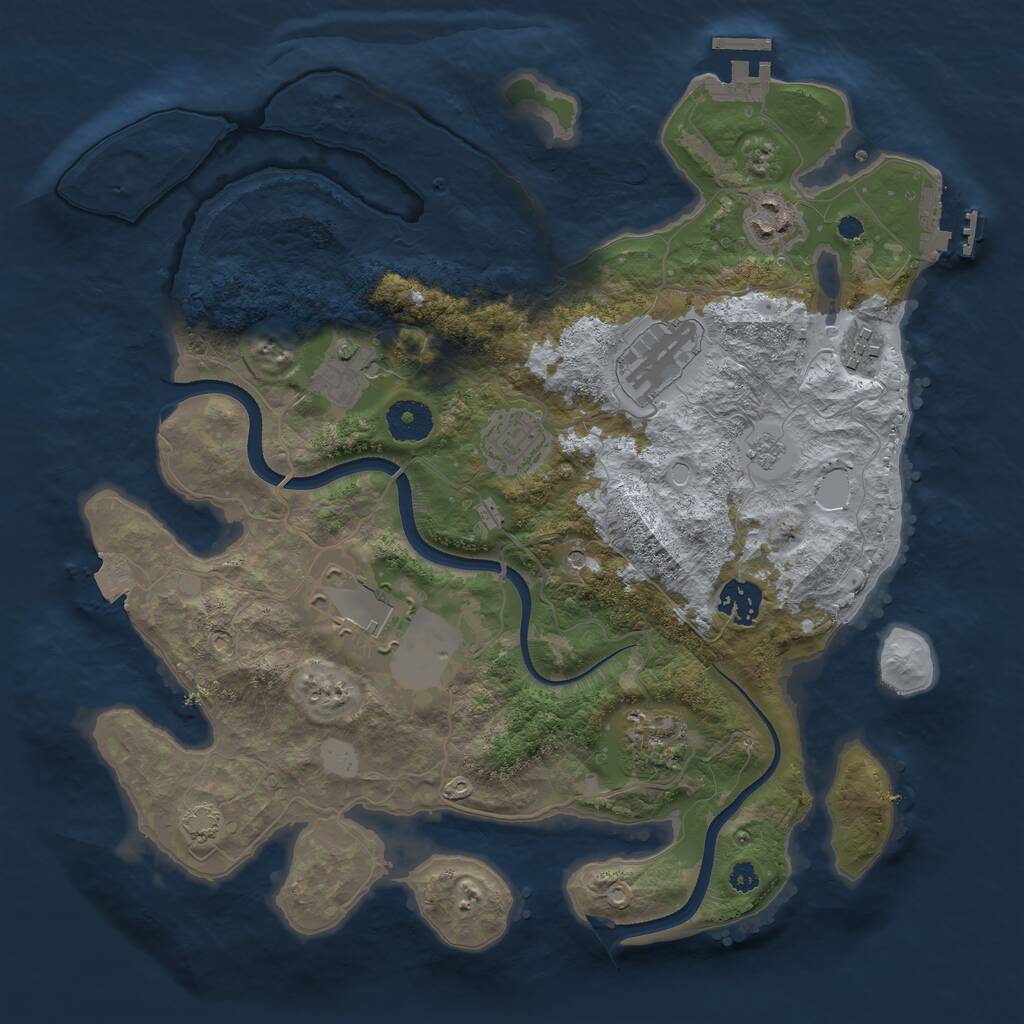 Rust Map: Procedural Map, Size: 3500, Seed: 167523938, 14 Monuments