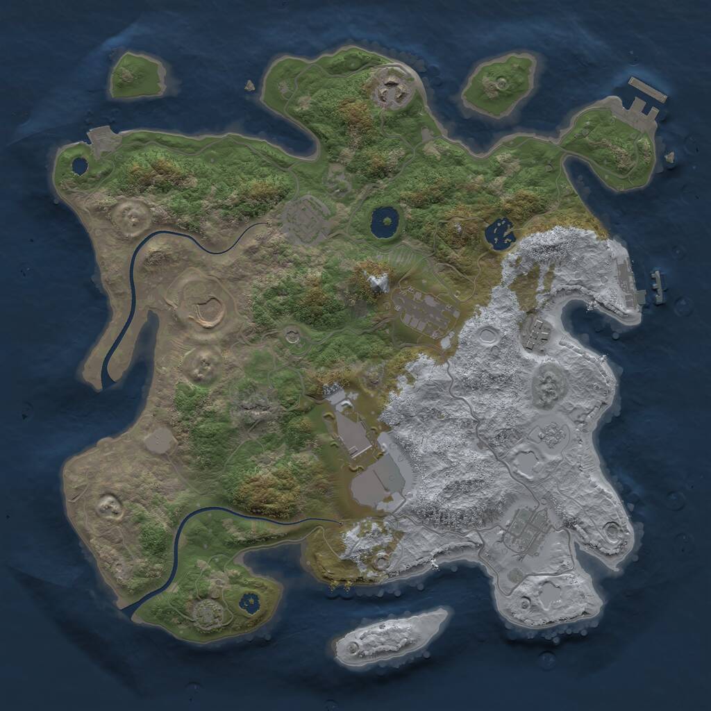 Rust Map: Procedural Map, Size: 3500, Seed: 2079714666, 14 Monuments