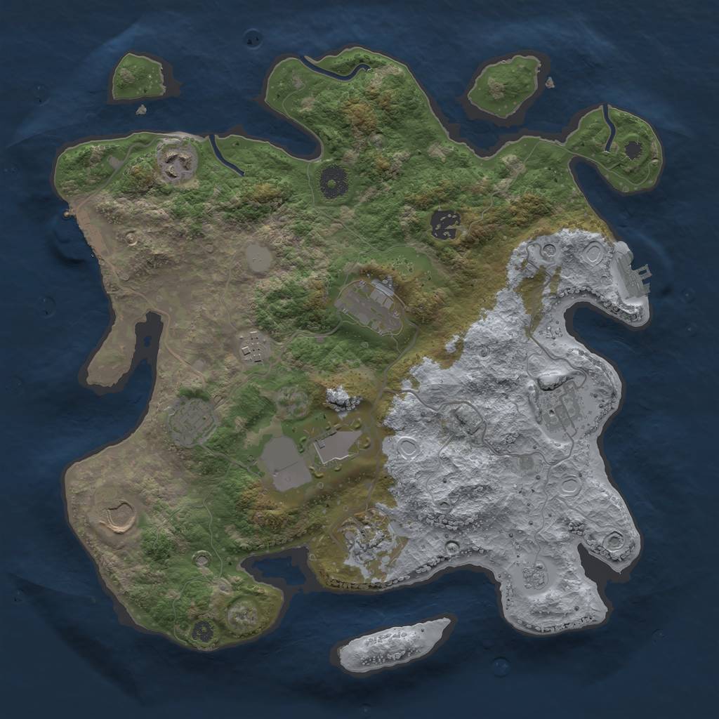 Rust Map: Procedural Map, Size: 3500, Seed: 2079714666, 18 Monuments
