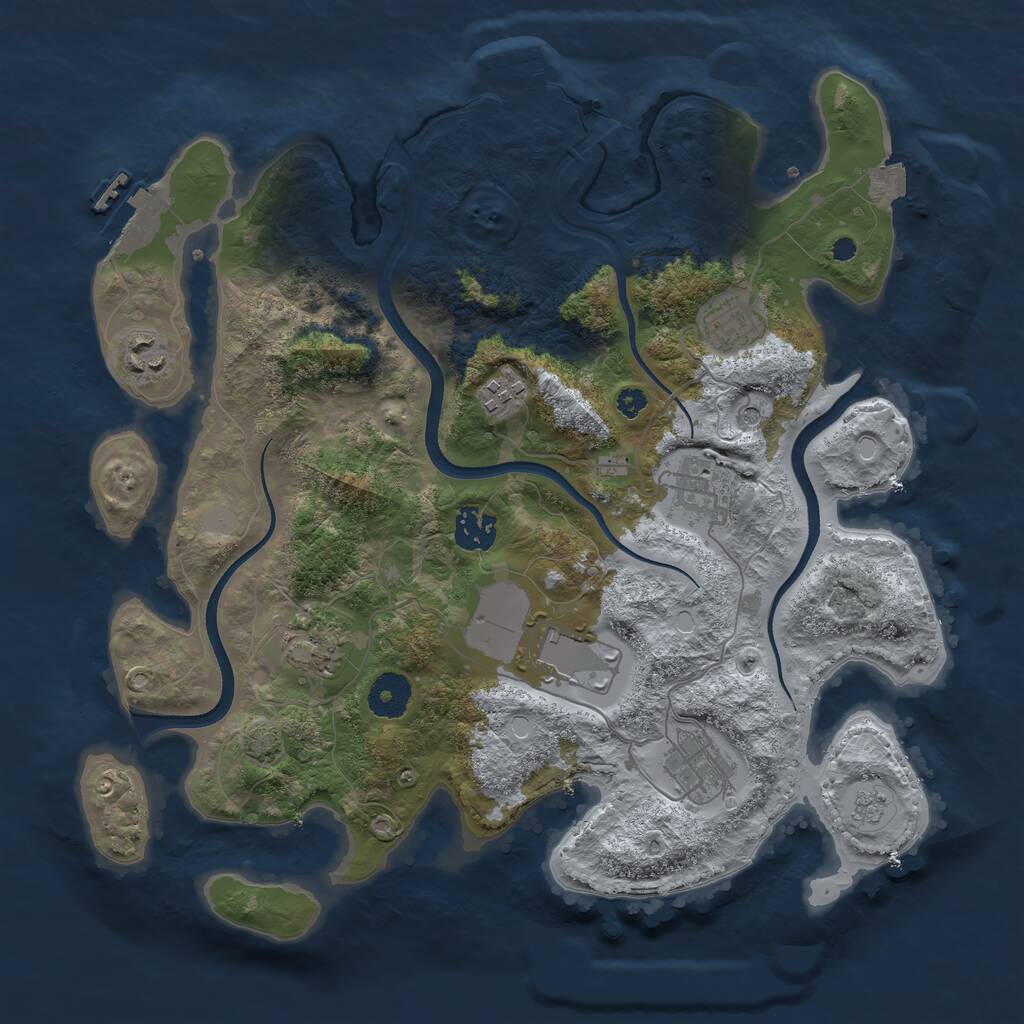 Rust Map: Procedural Map, Size: 3500, Seed: 555181125, 14 Monuments