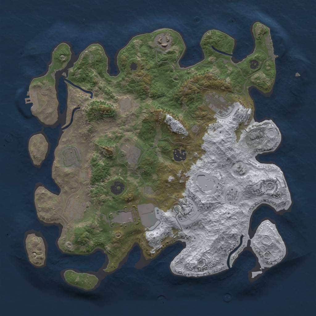 Rust Map: Procedural Map, Size: 3500, Seed: 555181125, 17 Monuments